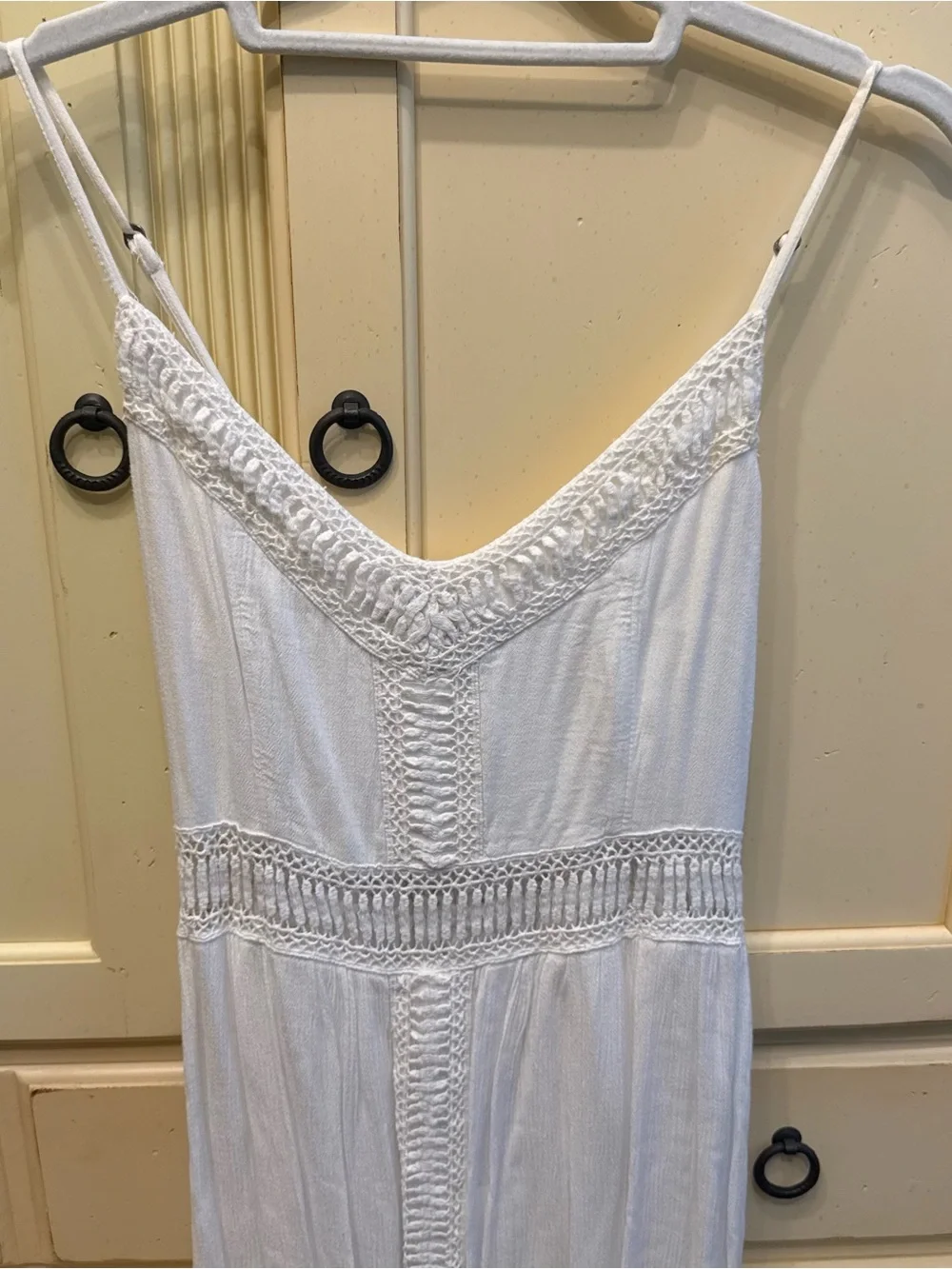 Abercrombie & Fitch White Crochet-Panel Maxi Dress